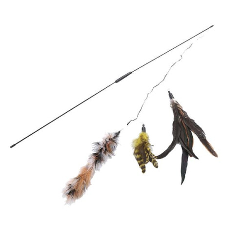 Cat feather toy interactive retractable fishing rod 1