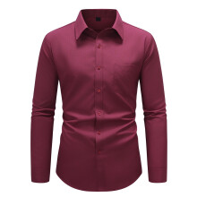 Solid Lapel Button Long Sleeve Blouse Business Wear