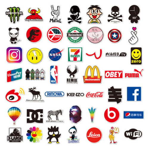 Decorative Logo Stickers Set 100 Pieces 1