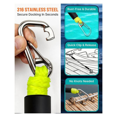 2 Pack Bootaccessoires Boot Bungee Docklijns voor Botens, Jetski, Ponton 2