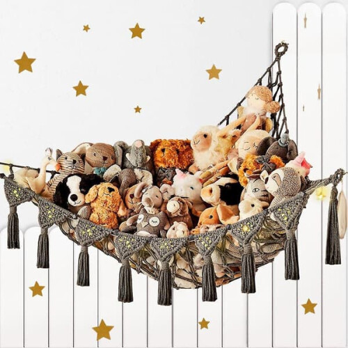 Boho storage net for stuffed animals white 100x100x120cm 2