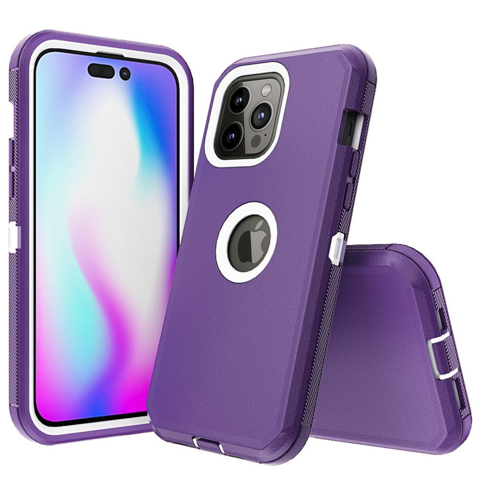 Iphone 14 Pro Case Purple White Rugged Military-Grade 6.1 White,Purple 9101399590361