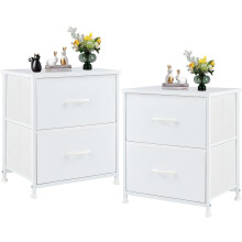 Nightstands Set of 2 White 20 Inch with 2 Drawers