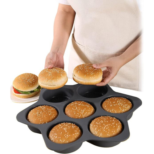 Silicone hamburger bun mold 7-cavity non-stick 1