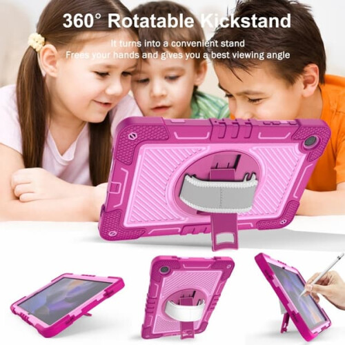 Samsung Galaxy Tab A9+ case rose red pink PC silicone 360 2
