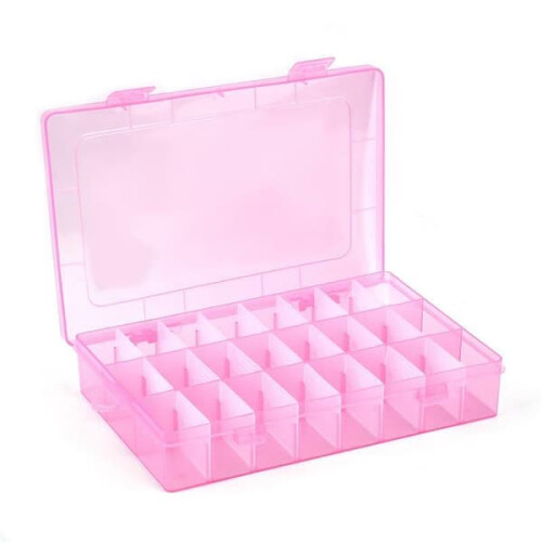 Transparent Plastic Storage Box for Embroidery Thread Pink 1