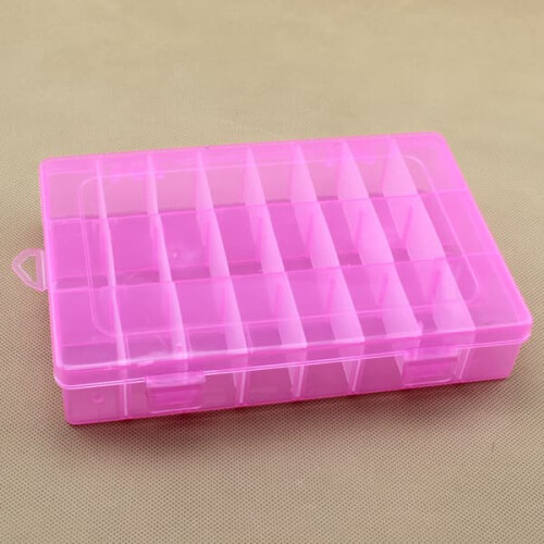 Transparent Plastic Storage Box for Embroidery Thread Pink 2