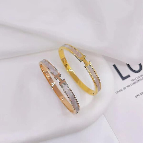 Titanium steel H-letter bracelet silver 2