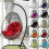 Indoor Hanging Egg Swing Chair with Thick Cushion Red 2