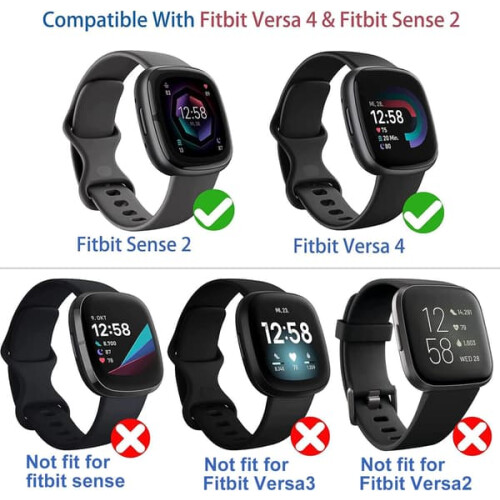 Kit com 4 capas e protetores de tela Diruite compatíveis com Fitbit Versa4/Sense2, proteção total em TPU macio e resistente a impactos HD. 1