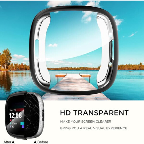 Kit com 4 capas e protetores de tela Diruite compatíveis com Fitbit Versa4/Sense2, proteção total em TPU macio e resistente a impactos HD. 2