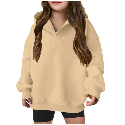 Mädchen Komfort-Hoodie, einfarbig, Langarm-Sweatshirt 1