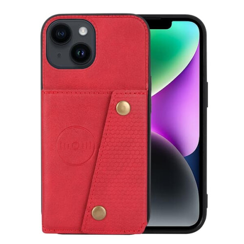 iPhone 15 retro leather wallet case grey 4-card slots 2