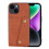 iPhone 15 retro leather wallet case grey 4-card slots 4