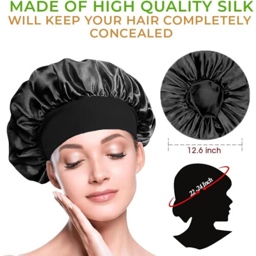 Satin Sleep Bonnet with Wide Elastic Band 3-Pack 1
