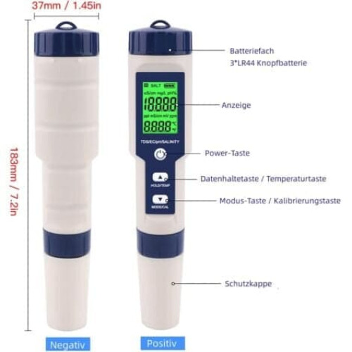 TS-PH Meter 5-in-1 Water Quality Tester for Pools 2