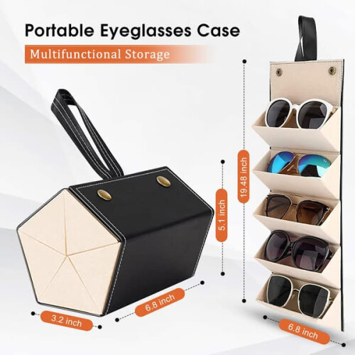 Travel Sunglasses Case PU Leather Foldable 1 Pack 1