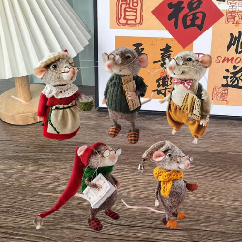 Felted Mouse Kit Handmade Christmas Decoration 1 Set 1