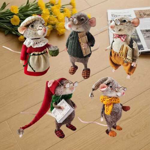 Felted Mouse Kit Handmade Christmas Decoration 1 Set 2