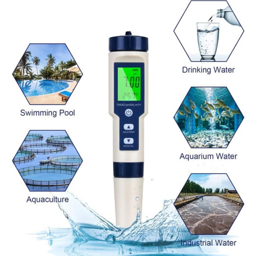 pH meter tester 5-in-1 with backlit LCD 2
