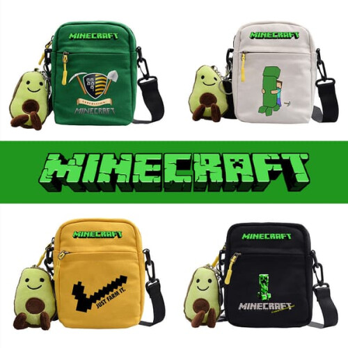 Minecraft canvas shoulder bag yellow small square 1