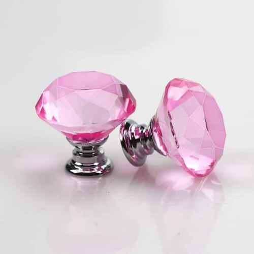 Crystal Door Knobs Pink 30mm 6 pcs 2