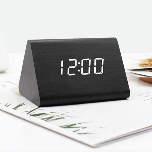 LED triangular wooden smart clock with bedside lighting 1