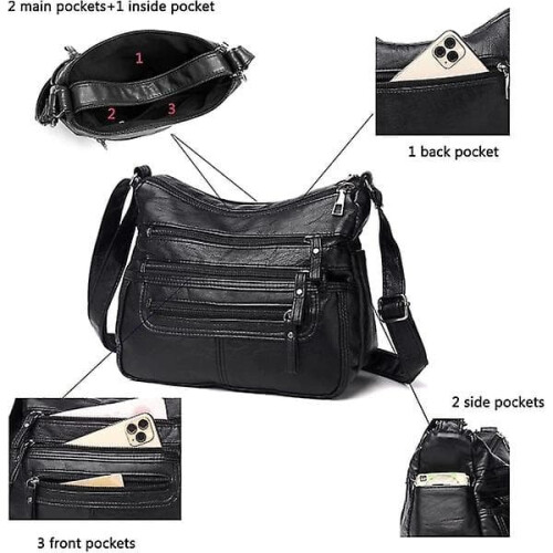 Women's PU Leather Messenger Bag with Multiple Compartments 2