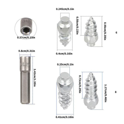 Tire Stud Screws for Snow Tires 8mm 2