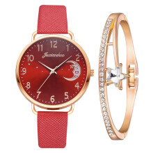 Reloj de vestir de cuero para mujer, analógico de cuarzo con fecha.