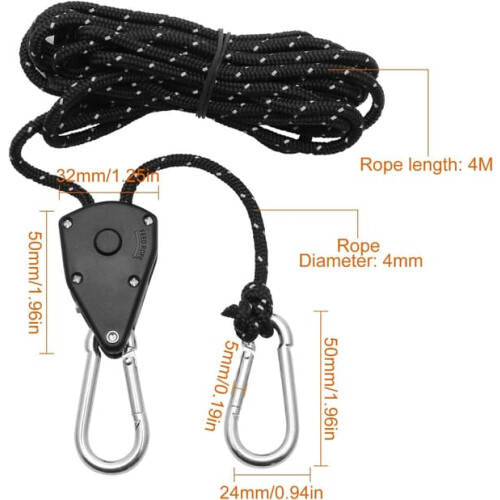 Adjustable Ratchet Lanyards Black 4M 2 Pieces 1