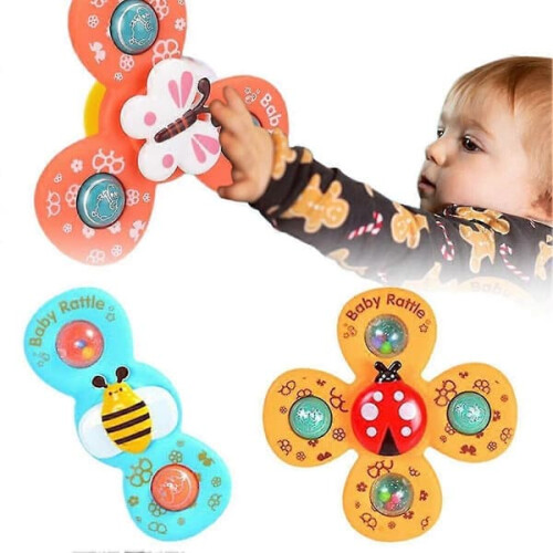 Baby Suction Cup Spinner Toy Cartoon 3pcs 1