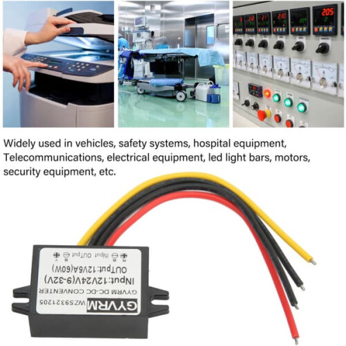 Ρυθμιστής τάσης DC DC12V24V9-32V σε 12V5A Αδιάβροχος, ανθεκτικός στη φλόγα, μετατροπέας 1