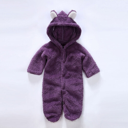 Baby Jumpsuit Plush Bear Ears Winter Warm Romper 1