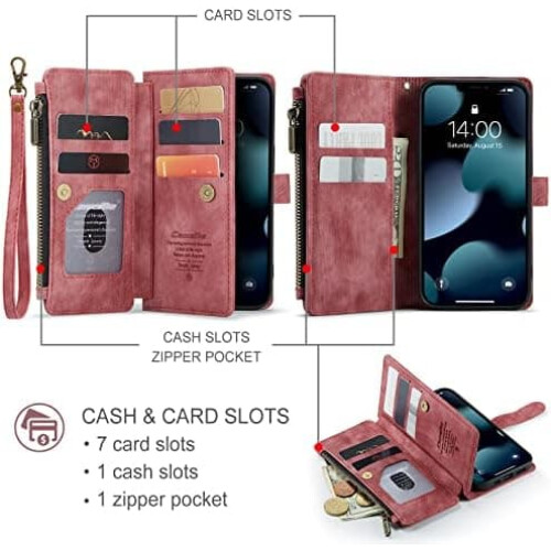 Coin Purse Mobile Case for iPhone 13 Red 1