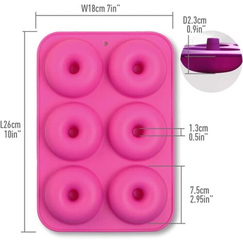 Silicone Donut Pan 6-Cavity 3-Piece Food-Grade 2