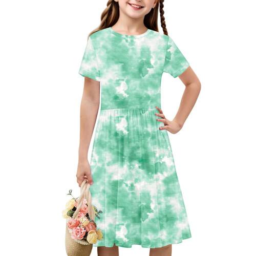 Mädchenkleid mit Farbverlauf und Batikmuster, Größe 2T 2