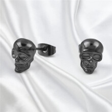 Pendientes de calavera de acero inoxidable chapados en oro (1 par)
