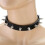Gothic Punk Leather Choker Necklace Black 4