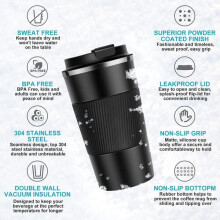 Travel Thermos Mug Stainless Steel 380ml Black