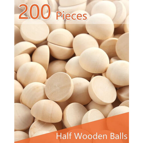 Wooden Half Beads Natural Untreated 200 pcs 1