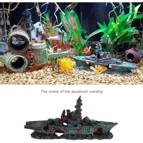 Eco-friendly shipwreck aquarium decoration set 2