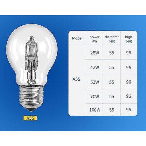 A55 halogen lamp E27 base 70W dimmable 4-pack 1