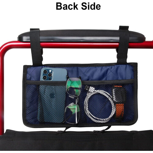 Wheelchair Side Storage Bag with Cup Holder and Reflective 2