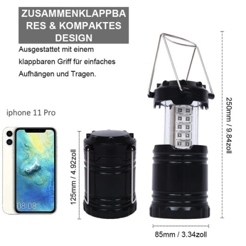 Camping Lantern LED Solar Portable Waterproof 1 Pack 2