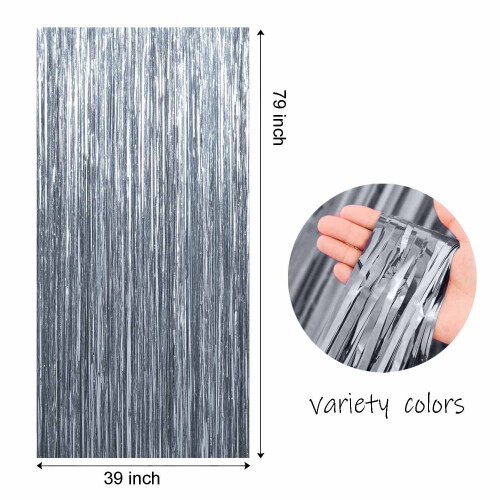 Light Bright Silver Foil Fringe Curtains 2-Pack 1