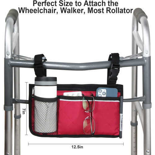 Wheelchair Side Storage Bag with Cup Holder and Reflective 1