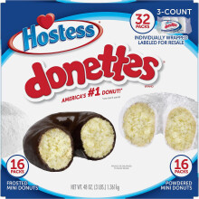 Chocolate mini donettes frosted and powdered 1.5 oz 32 count