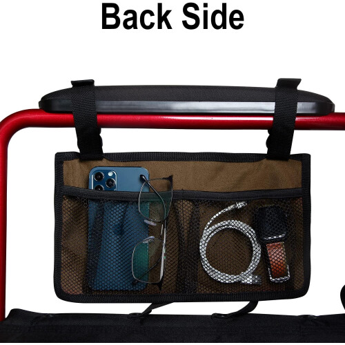 Wheelchair Side Bag Waterproof Storage Pouch with Cup Holder 2