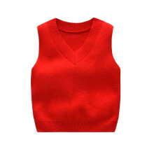 Gilet in maglia con scollo a V per bambini, in cotone, rosso, 2,5-3 anni
